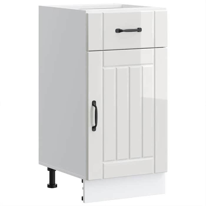Blanc Armoire de cuisine Lucca blanc brillant bois ingénierie - Meuble Rangement LV37548