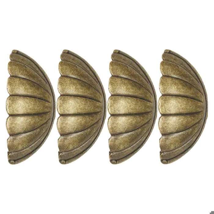 4 poignées coquille laiton rétro pour porte d’armoire et cuisine