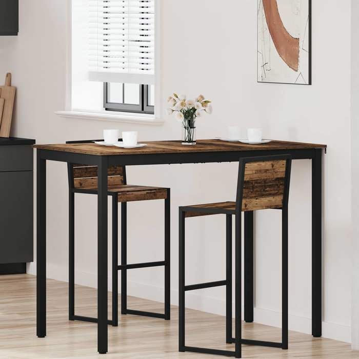 Table de repas de salon 2 personnes - HABITUDE - Table de bar - debout Bois dingénierie Rectangulaire - Cadre durable @57977