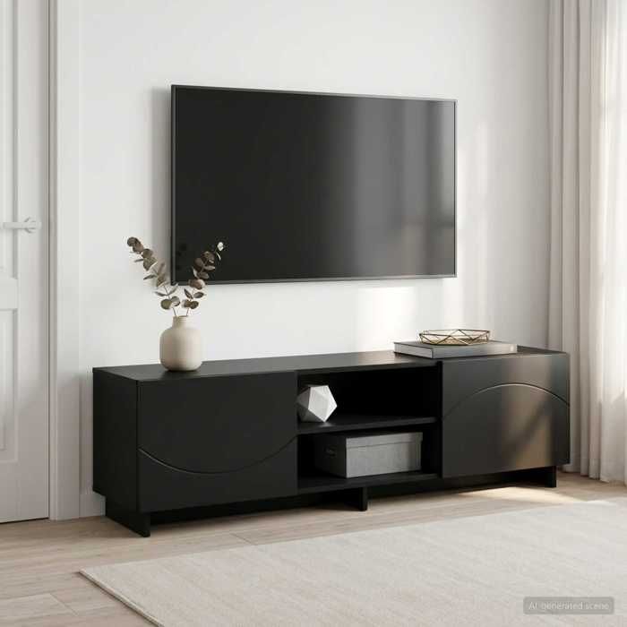 vidaXL Meuble TV 140 x 34.5 x 40 cm Noir Bois dingénierie 8011487