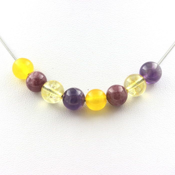Chaîne avec perles en résine époxy 2 mm - Acier inoxydable 304 - Violet x1m - Perles & Co
