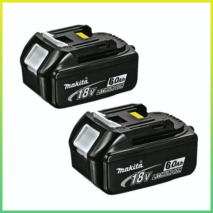 6.0Ah-2PCS-Makita Batterie lithium ion aste avec LED, LXT BL1860B, BL1860, BL1850, 100%'origine, outil élect
