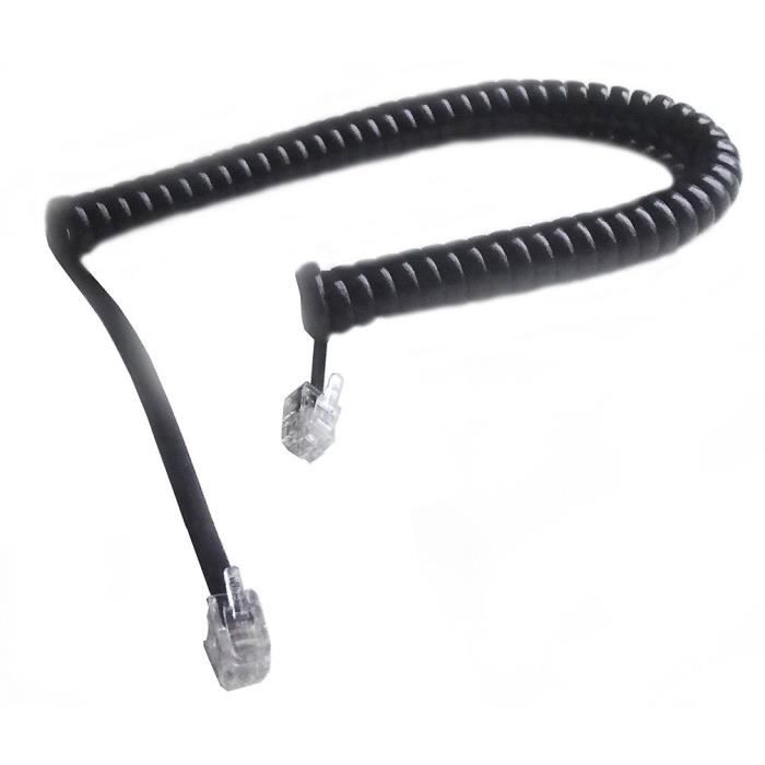 Cordon Combiné Téléphone Alcatel 2,7m - Pour Séries 4008, 4018, 4039, 8038... - Noir