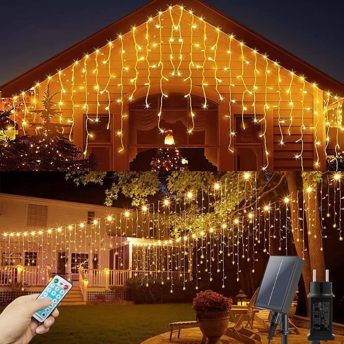 Guirlande Lumineuse Exterieur Solaire, 9m 360 LED Rideau Lumineux