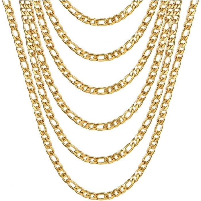 Collier Chaîne Figaro En Acier Inoxydable - Maille 6 Mm, Longueur 51 Cm - Pour Homme Et Femme - Cadeau Avec Boîte - 3