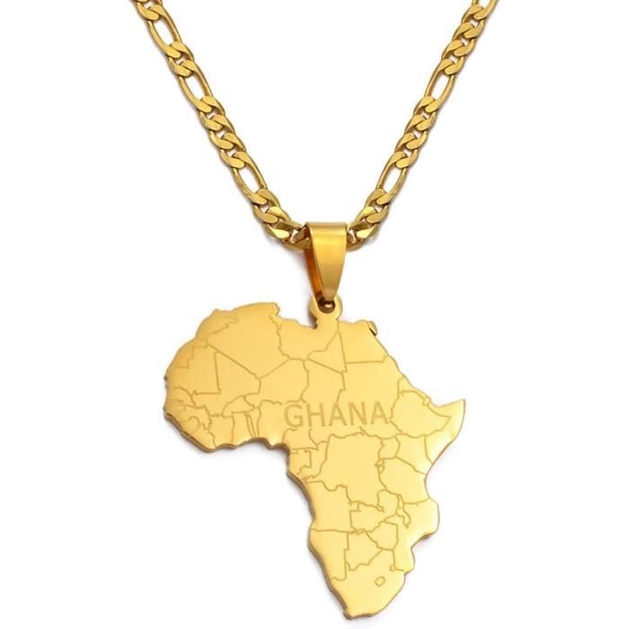 Pendentif Médaille AFRIQUE En Argenté Avec Chaîne - Alliage, Neuf Avec étiquettes
