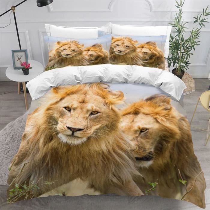 Housse De Couette Famille Lion Parure de lit Ensemble De Literie