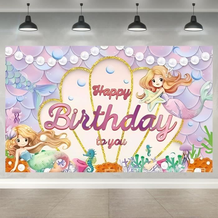 Toile de fond Anniversaire Personnalisé Sirène Magique Monde Sous-Marin 10ème CJJ3-205