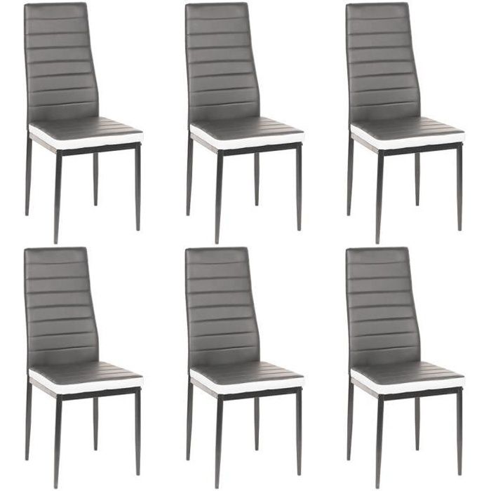 lot de 6 chaises romane grises bandeau blanc pour salle à manger