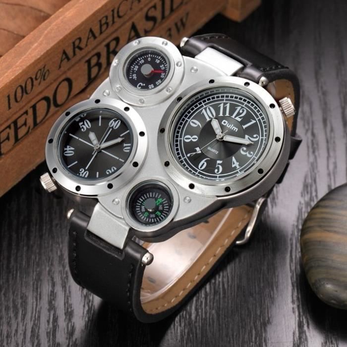 Montre homme fantaisie gros cadran frome asymétrique original bracelet cuir  pu , - Achat/vente montre - Cdiscount