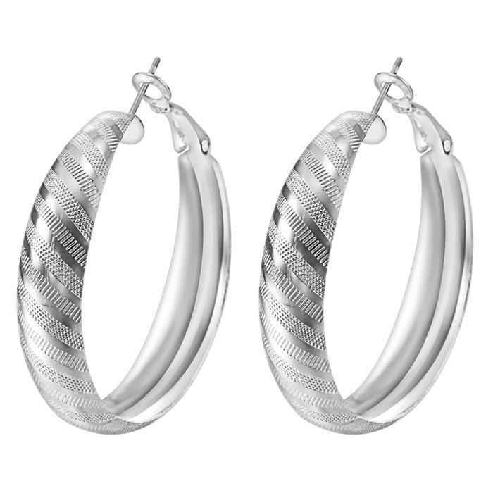 Boucles d'Oreilles Femme Argent 925 Acier Anneau Clip ...