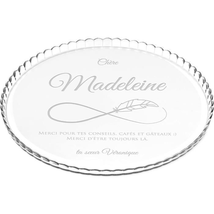 Plat à gâteau rond gravé En verre Personnalisé Idée cadeau pour pâtissier Cadeau pour