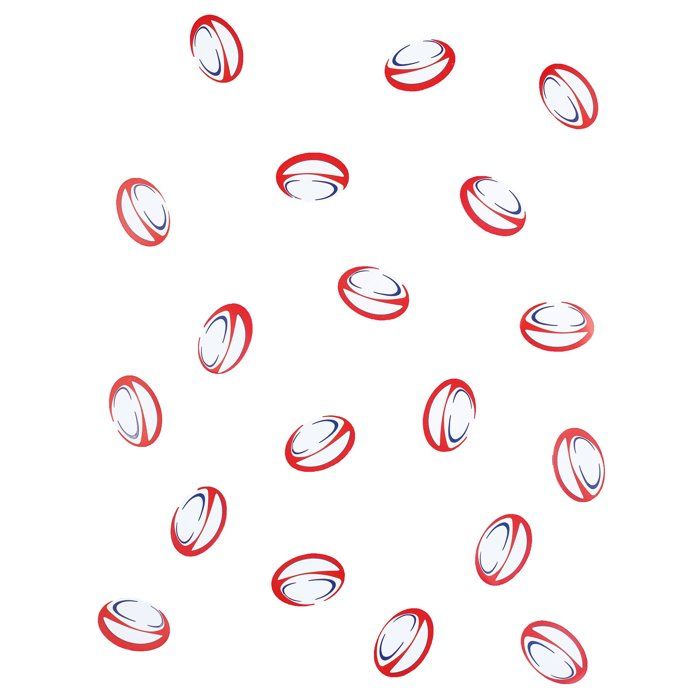 Cod.275335 150 Confettis de table Ballons de Rugby rouge et bleu
