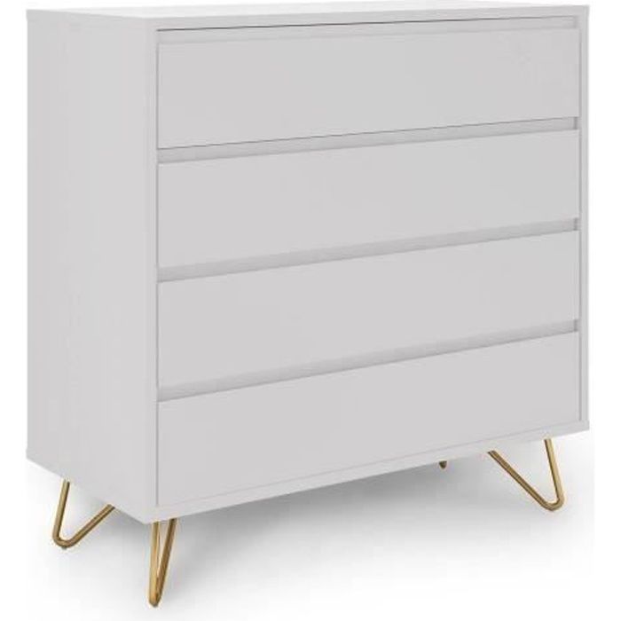 Commode 4 Tiroirs Blanche Darina Cdiscount Maison