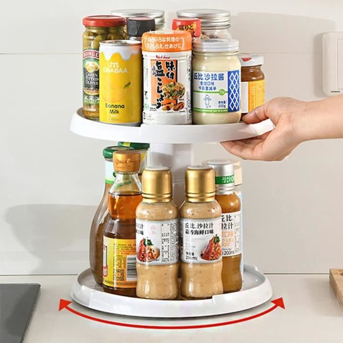 XNTONG Plateau Tournant Lazy Susan 2 Niveaux 360° – 25,5 Cm – Porte-Épices Rotatif Acier Inoxydable Cuisine & Salle De Bain