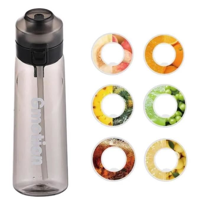 Bouteille Air Water Up avec 7 capsules de saveur, noir mat, 650 ml, kit