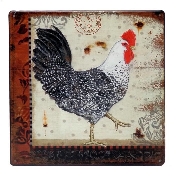 Plaque Decorative Coq Droite En Metal Decoration Deco Murale De Mur Retro Vintage Campagne Cuisine Style Animaux De Ferme Poule Cdiscount Maison