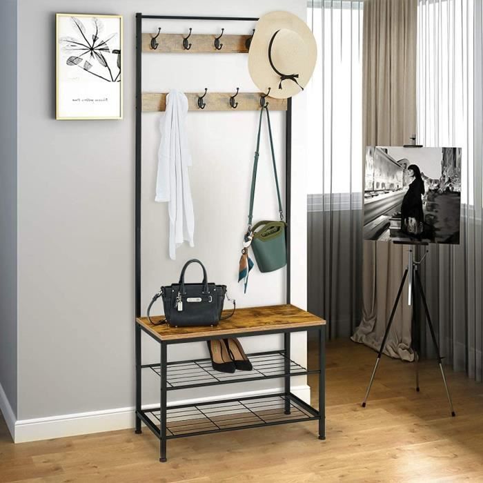 Portemanteau Avec Banc Et Armoire Vestiamo Casa 606904 Métal Et Bois (Neuf)