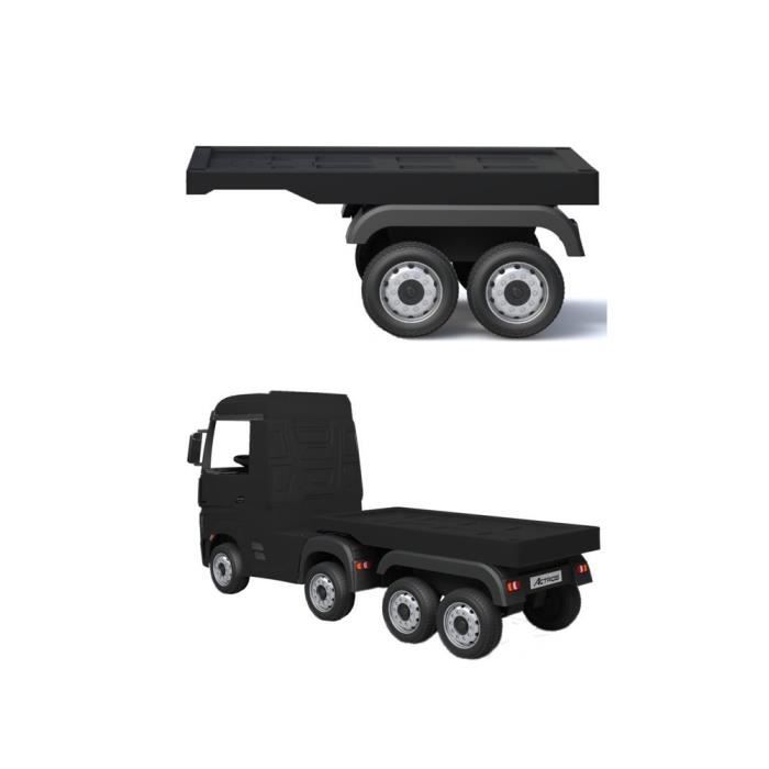 Remorque pour camion pour enfants - Mercedes Actros 12v - Roues en caoutchouc - Noir