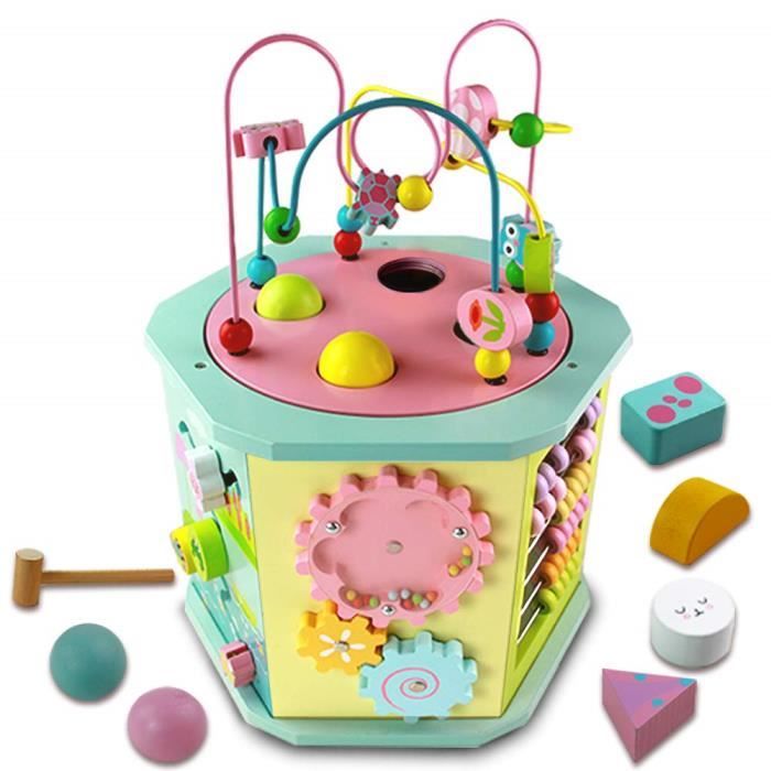 Nuheby Cube Activite Bebe 8 En 1 Jouet En Bois Cube D Activite En Bois Bebe Jeux Educatifs Motricite Fine Jeu Labyrinthe De 6396 Cdiscount Jeux Jouets