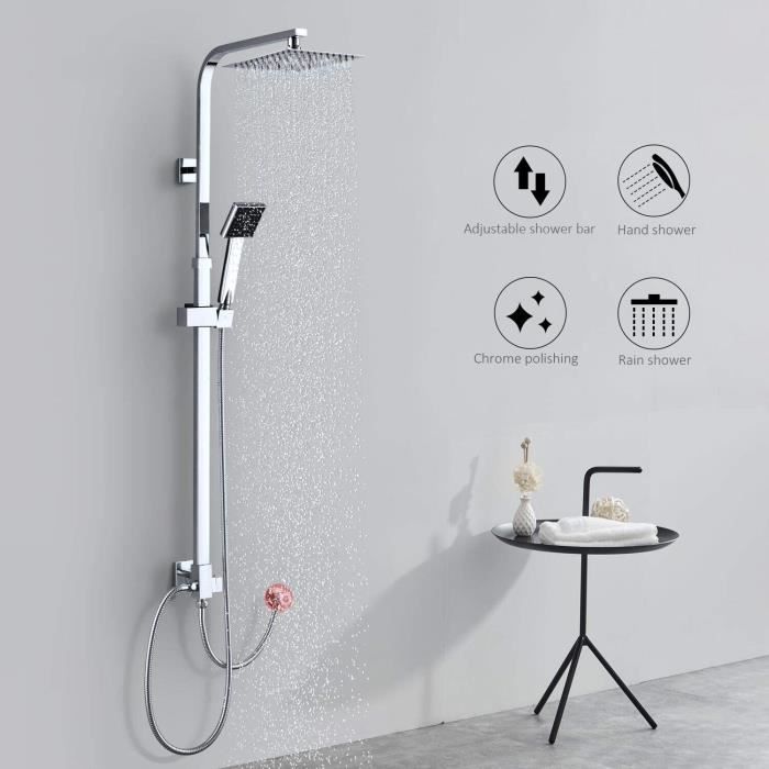 BONADE Système de douche douche de pluie sans robinet de douche pour montage mural colonne de douche ensemble de douche avec douche de tête de 9 pouces douche à main barre de douche réglable 
