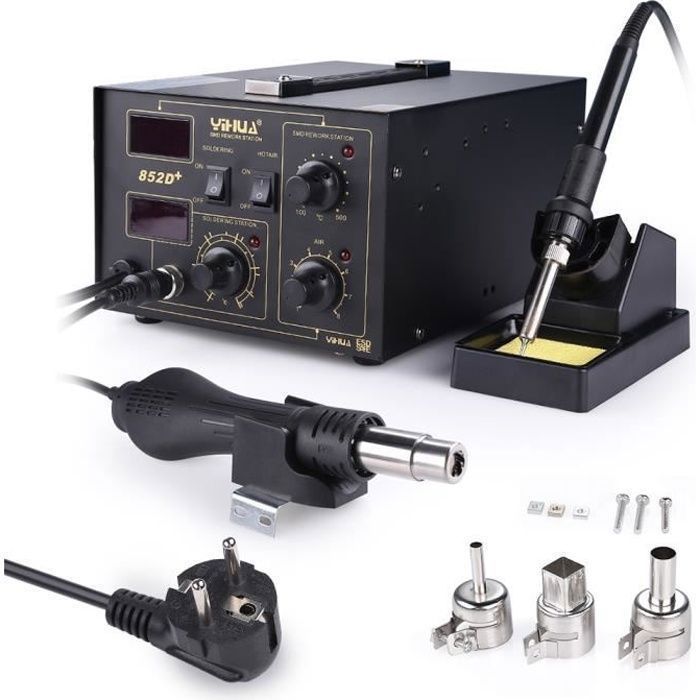 Stazione Saldatura YIHUA 853AAA 3-in-1 - Aria Calda, Saldatore E PreRiscaldatore Per PCB SMD - Foto 6
