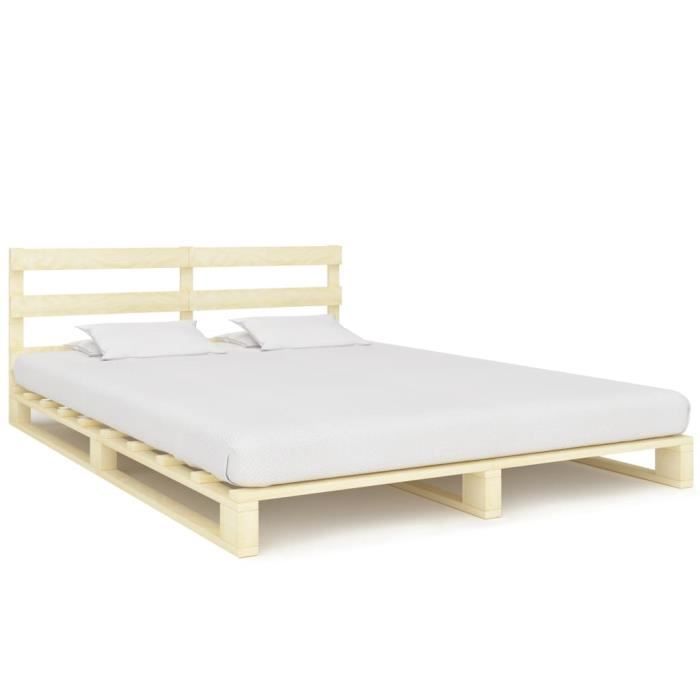 Lit adulte double en bois de pin massif 140 x 200 cm - BEST - Style Chic & Design Lit adulte double en bois de pin massif 140 x 200 cm - BEST - Style Chic & Design