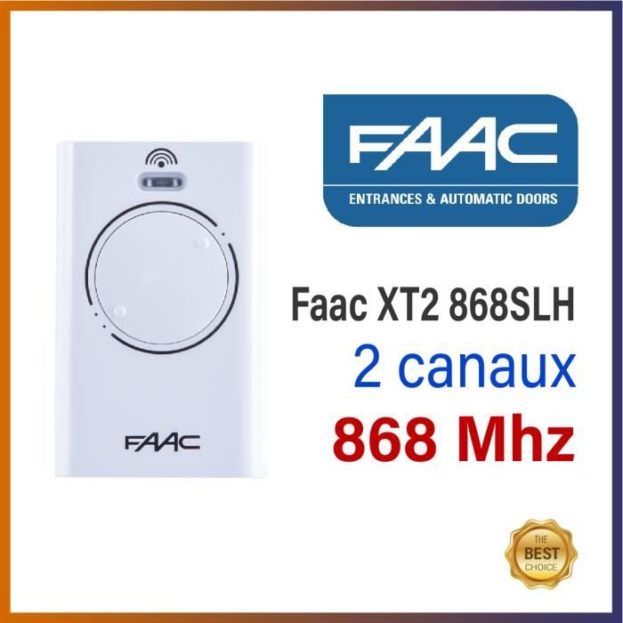 Faac, XT2 868 SLH, Télécommande, 868 Mhz, 2 boutons 