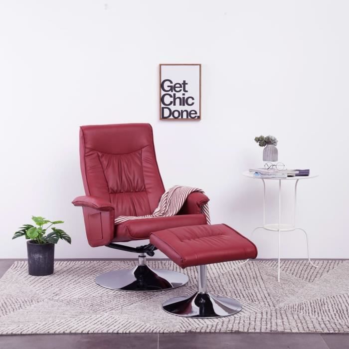 joli & mode 4328 - fauteuil relaxation inclinable avec repose-pied style contemporain - fauteuil relax - rouge bordeaux - similicuir