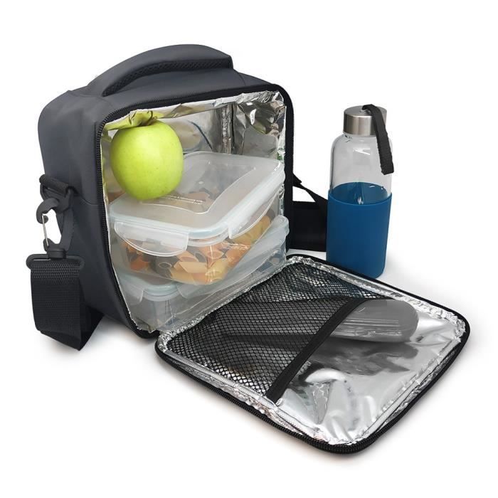 Sac isotherme pour transporter les aliments. Couleur gris. - LUNCH BOX - BOITE A REPAS