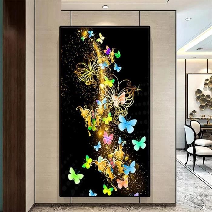 Kit Peinture Diamant 5D Papillon 40x80cm - Broderie Strass Carré/Rond DIY Décoration Murale