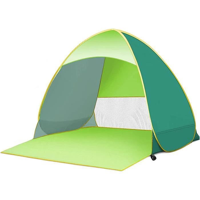 Tente De Plage Anti-UV 3 Personnes – Abri Soleil Portable Avec Sol Extensible