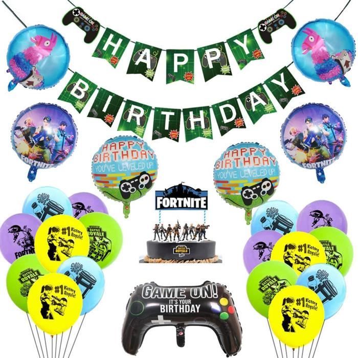 25 Fournitures De Fete D Anniversaire Pour Les Fans De Jeux Video Game Articles De Fete Bon Anniversaire Ballons Banniere Gate 267 Cdiscount Maison