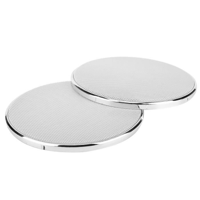 Grilles Haut-parleur Auto 140mm - 2 Pièces, Maille Métal Blanc, Cadre Plastique, Pour Remplacement Ou Personnalisation