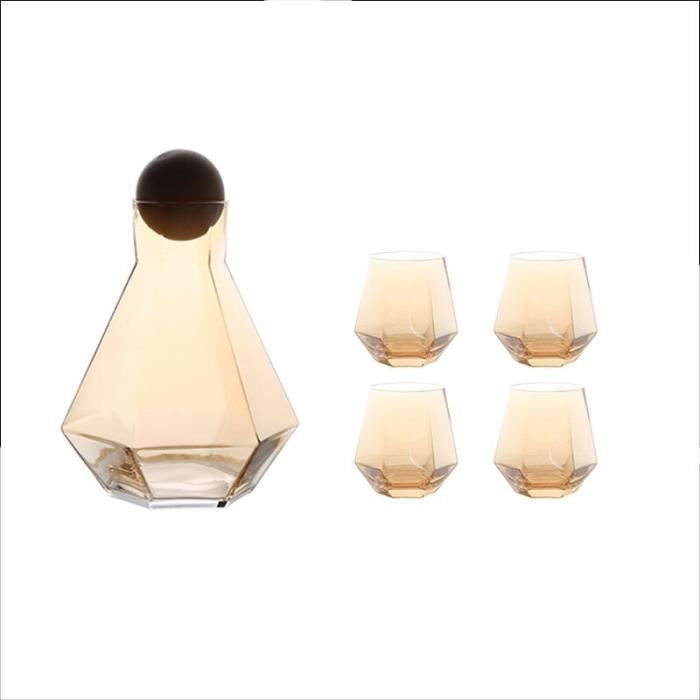 Lot De 2 Carafes à Eau + Verres De Chevet 600 Ml – Verre Borosilicaté Cristal Élégant Et Pratique