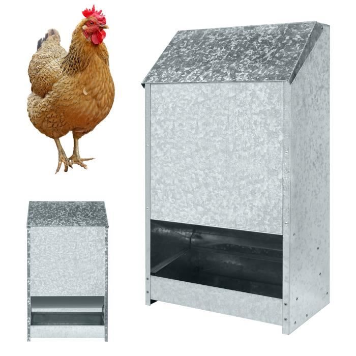 Mangeoire Automatique Pour Poules Aufun - 5 Kg, Acier Galvanisé, Anti-rats Et étanche