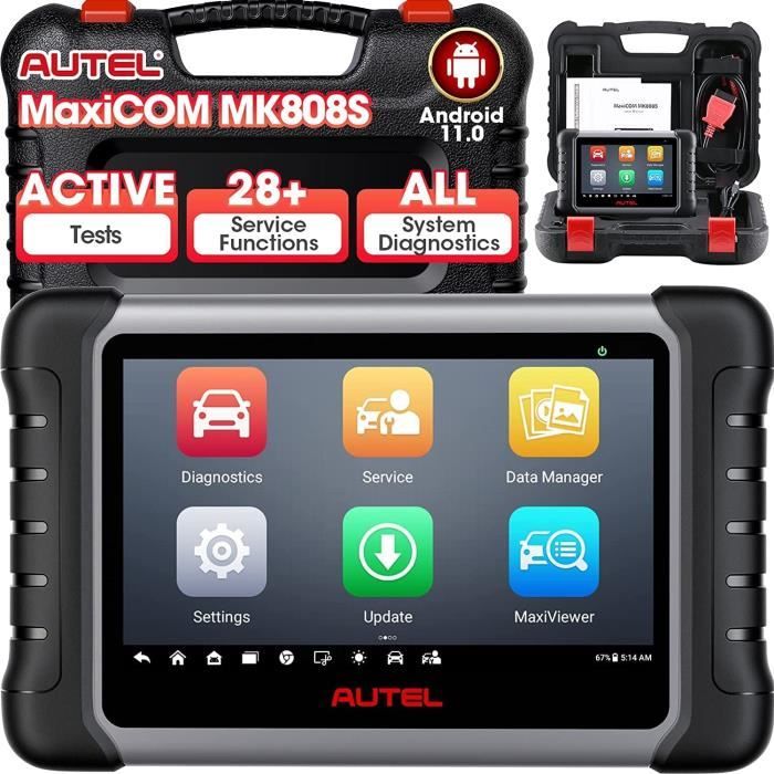 Autel Maxicom MK808S Valise Diagnostic Auto OBD2 Scanner Mise à jour de MaxiCheck MX808 MK808 Multimarque Outil bidirectionnel