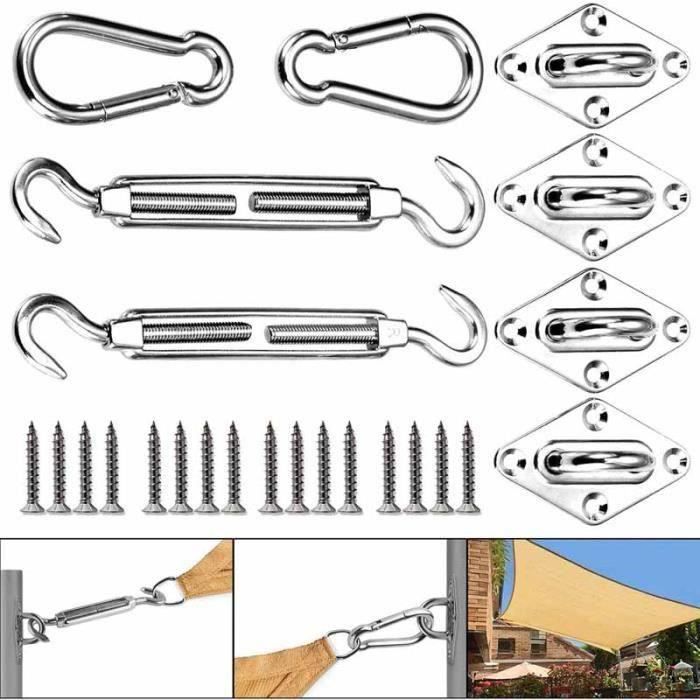 WOLTU Kit Fixation Voile D'Ombrage – Accessoires Montage Inox Pour Voile Solaire Carrée/Rectangulaire