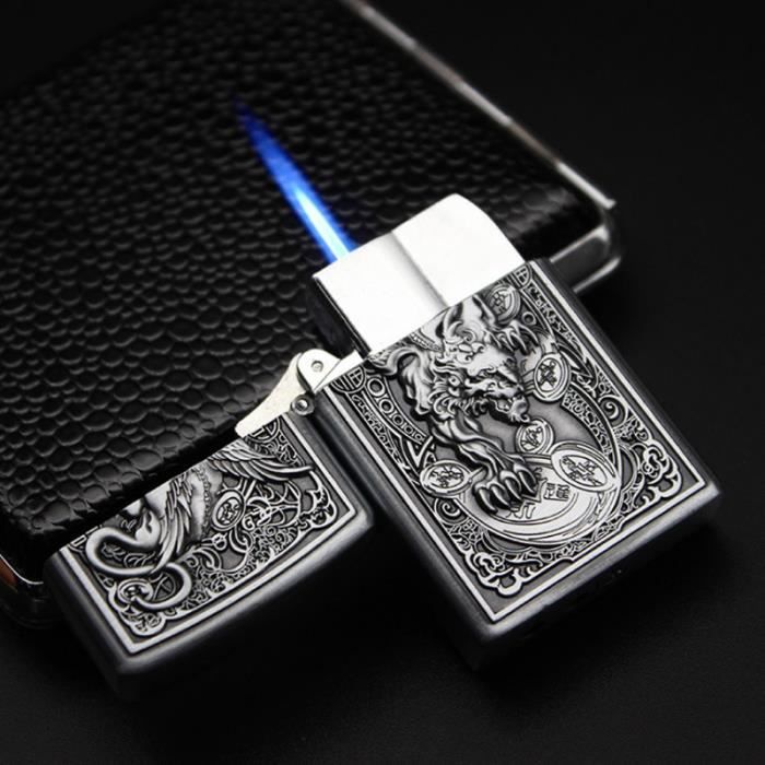 Briquet à Cigares VVAY 4 Jets + Coupe-Cigares – Allumeur Triple Jet Puissant, Porte-Cigares, Aiguille, Métal Premium (Gaz Non Inclus)