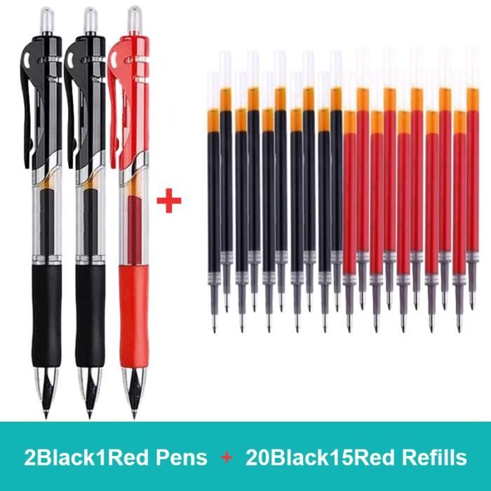 Lot De 2 Stylos Métalliques Rechargeables - Stylo à Bille + Roller Bleu Grande Capacité, Coffret Cadeau Élégant (Rouge)