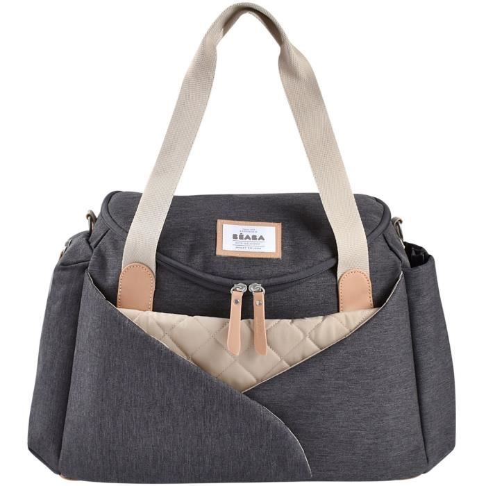 BÉABA Sac à Langer Sydney II Modulable Grande contenance Rangements multiples espace à cocoon Pochette repas isotherme Système attache poussettes Anses transport chiné