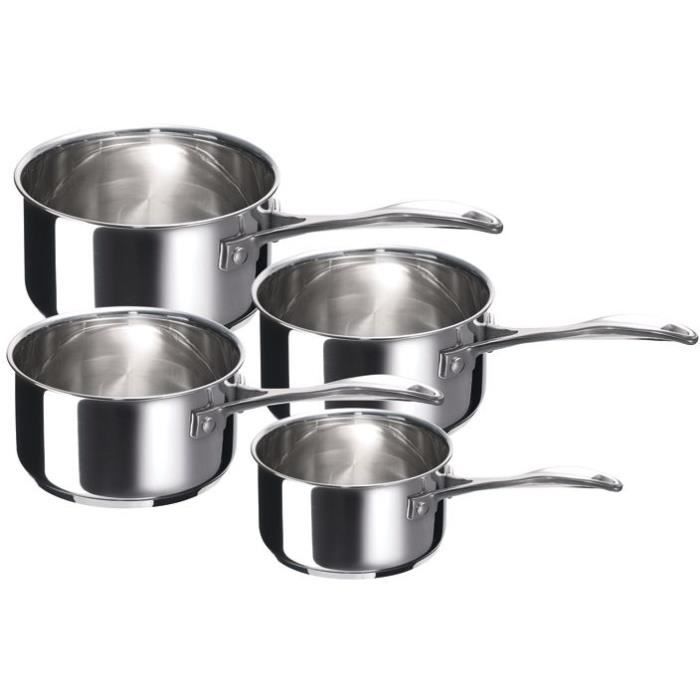 Batterie de 4 casseroles en inox Chef - 14- 20 cm (sans couvercles)