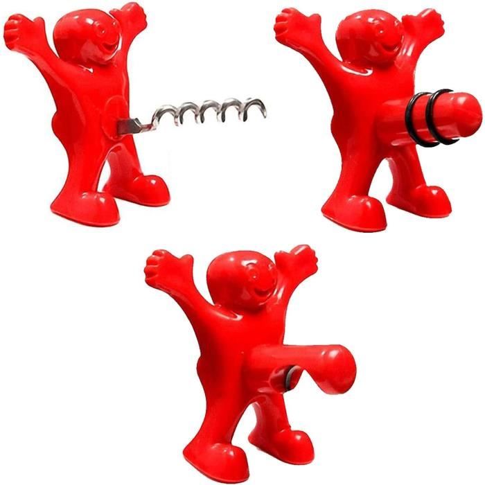 3 Pièces Tire Bouchon Cadeau Drole Rigolo Homme Femme, Personnalisé Décapsuleur De Vin Trois Mignons Humour Rouges Tire-Bouchons, Vin Bouchon, Bière