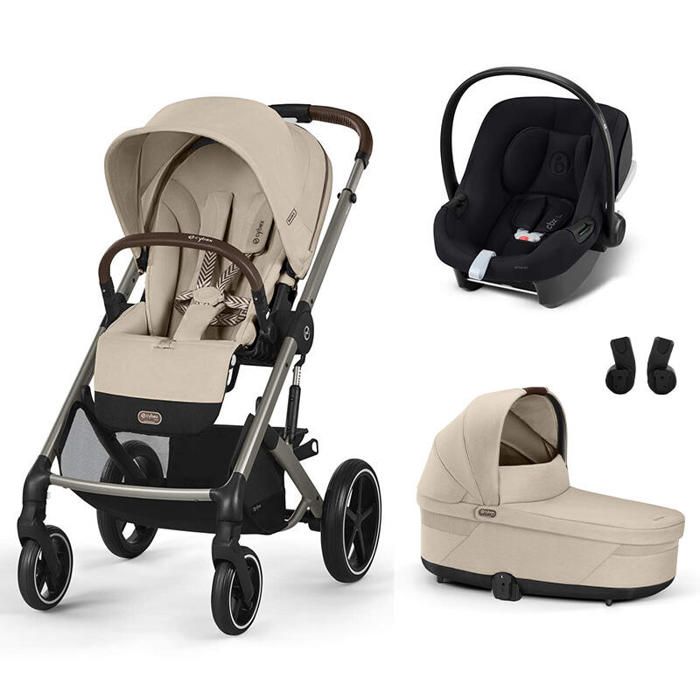 CYBEX - Poussette Trio Balios S Lux + Siège auto Aton B2 + Nacelle Cot S Lux Almond Beige