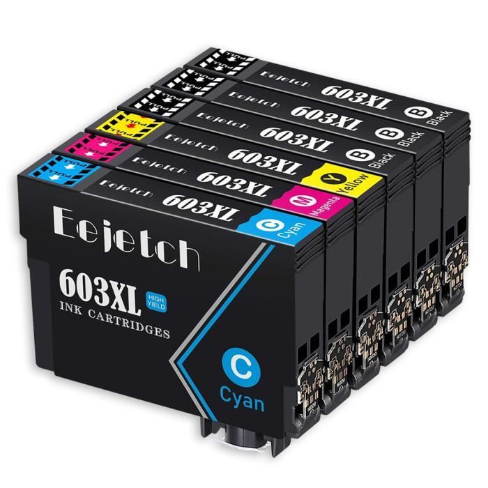 Eejetch 6x Cartouches d'encre pour Epson 603 XL Compatible pour Epson  Expression Home XP-3100 XP-4100 XP-2100 XP-2105 XP-3105 XP-41