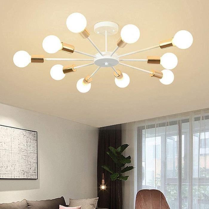 Suspension Moderne Hofstein – Lampe Pendante Design Métal, Finition Nickel Mat/noir/doré – Pour Salon, Salle à Manger, Cuisine