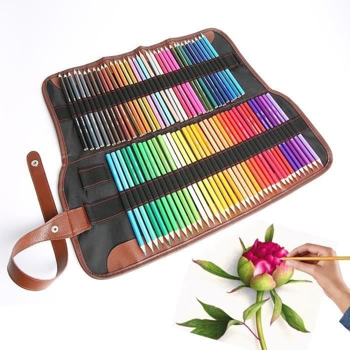 Trousse de crayon de couleur + 72 Crayons de couleur marco pour dessin