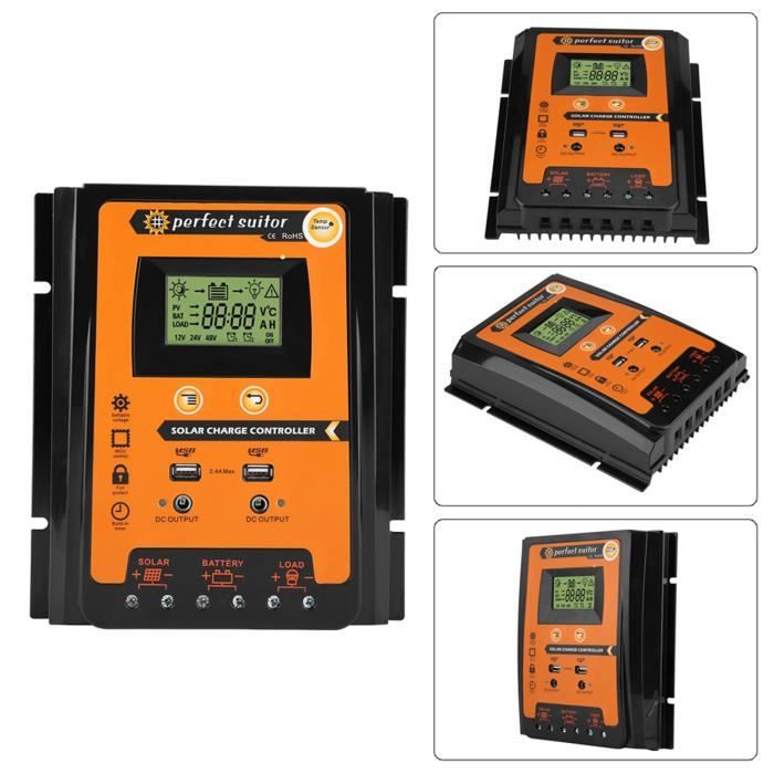 Contrôleur De Charge Solaire MPPT 60A - Écran LCD Couleur, Double USB, Protection Intelligente, Pour Panneaux Solaires 12V/24V