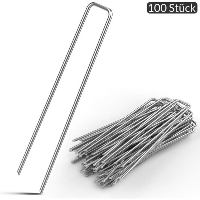 Lot de 100 piquets de fixation Acier Ø2,7mm Tête plate - Sardine Piquet Terre Tente Jardin