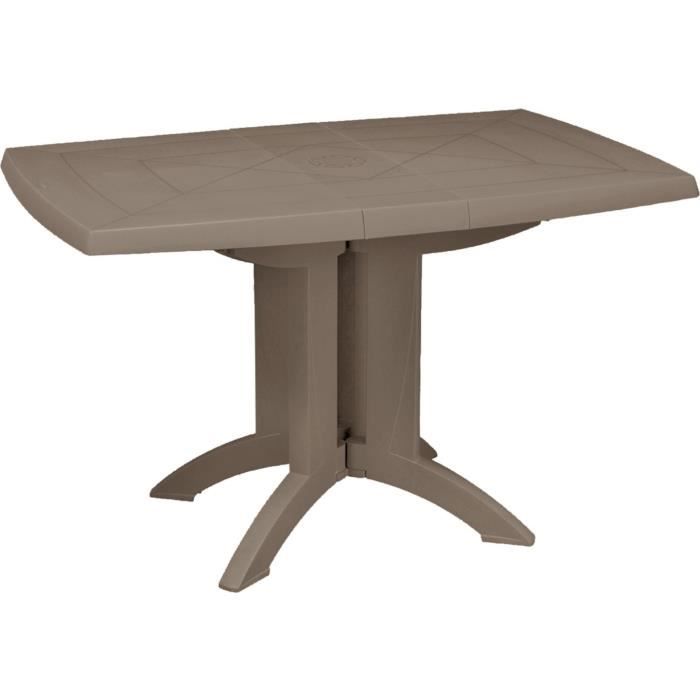 Table - GROSFILLEX - Vega - 118x77 cm - Pliable - Résistante aux intempéries - Taupe